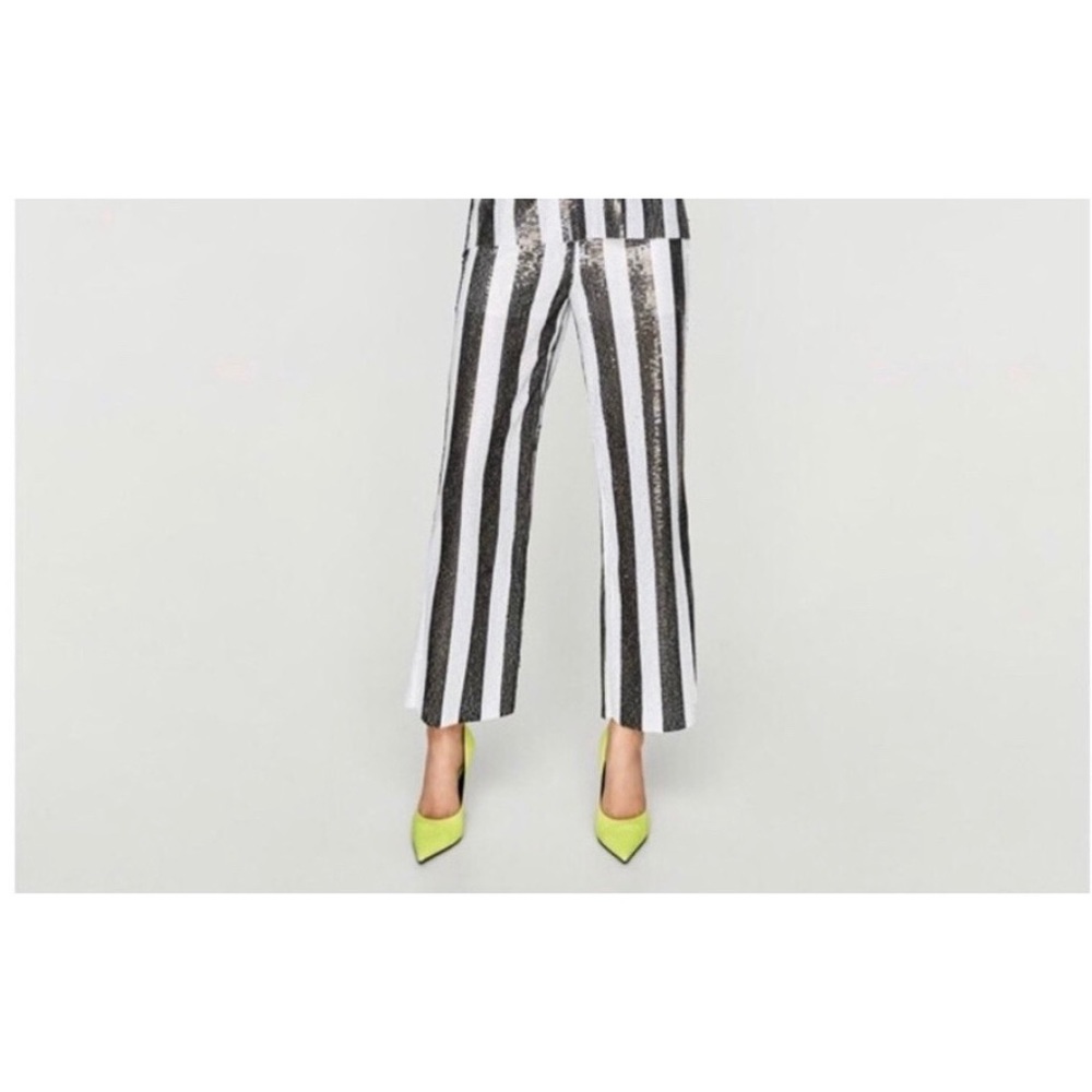 Zara Black & White Sequin Pants.